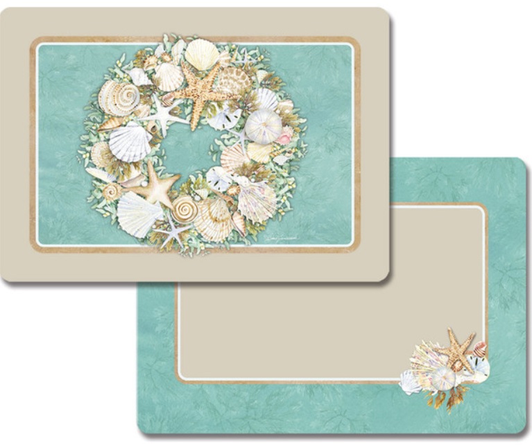 4 Beach Seashell Plastic Placemats Coastal Wreath 4 Beach Seashell Plastic Placemats Coastal Wreath